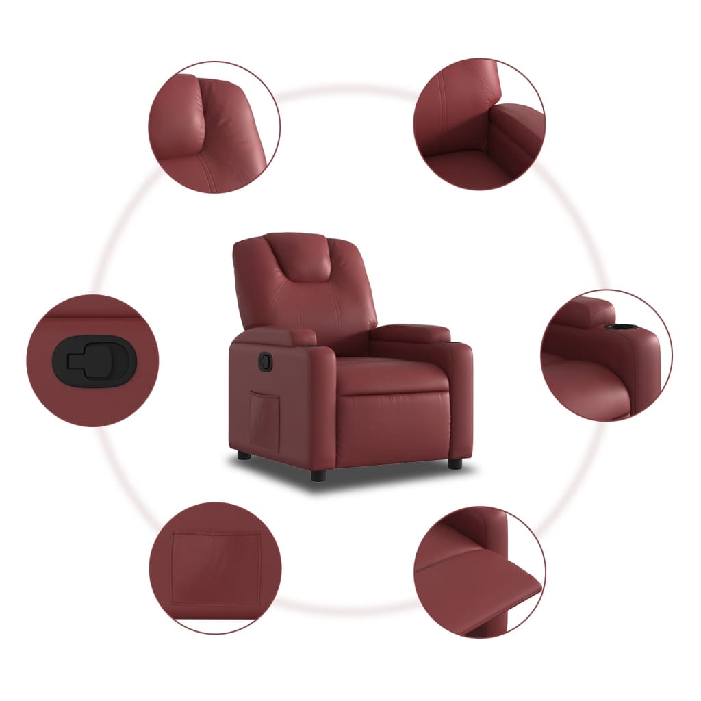 vidaXL Fauteuil inclinable Rouge bordeaux Similicuir