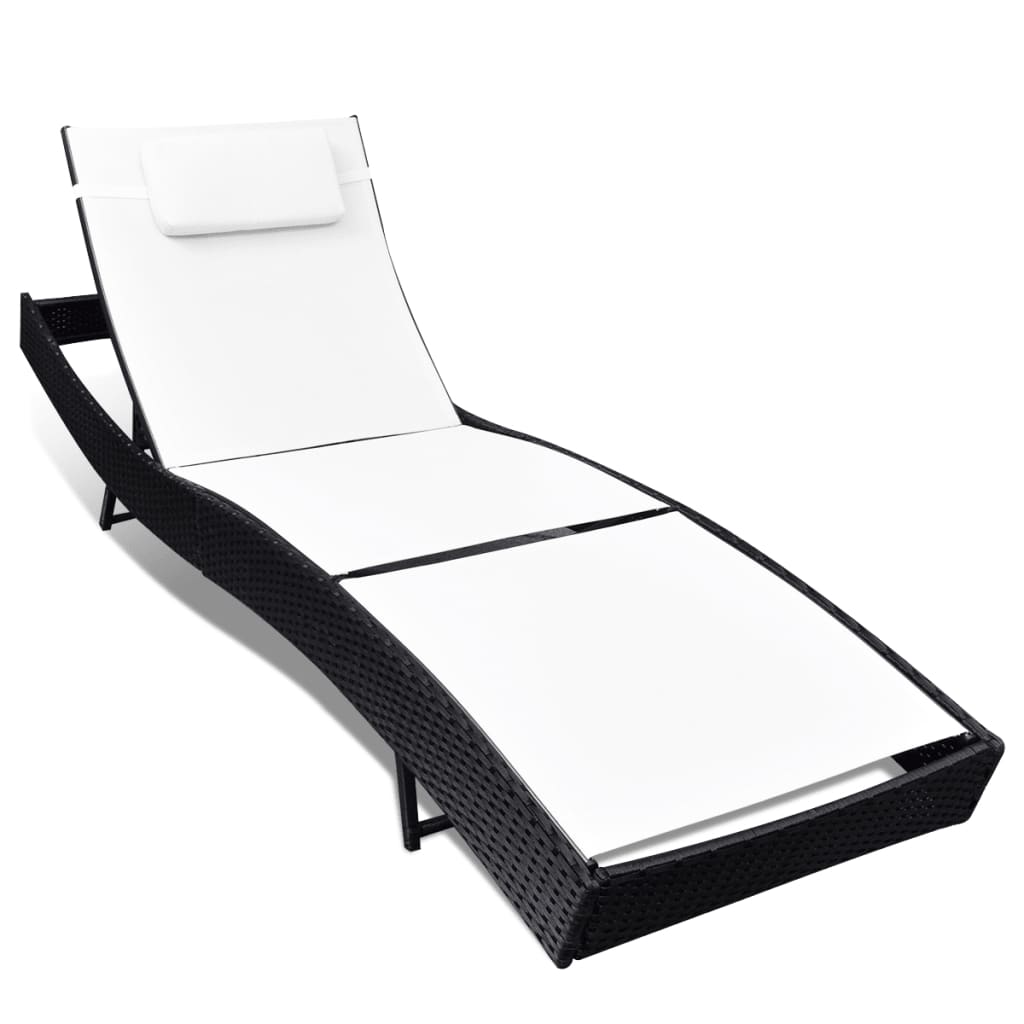 vidaXL Chaise longue avec oreiller Résine tressée Blanc