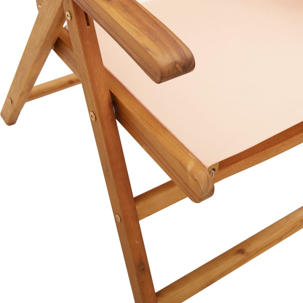 vidaXL Chaises de jardin lot de 2 beige bois d'acacia massif et tissu