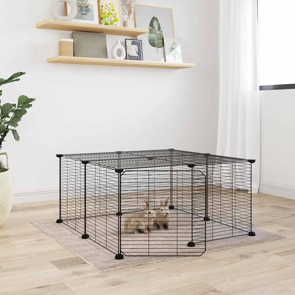 vidaXL Cage animaux de compagnie à 12 panneaux et porte Noir 35x35 cm