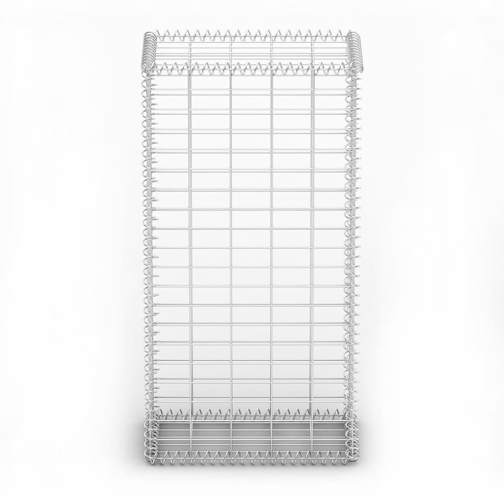 vidaXL Mur de gabion avec pierres de verre et lampe LED 50x30x100 cm