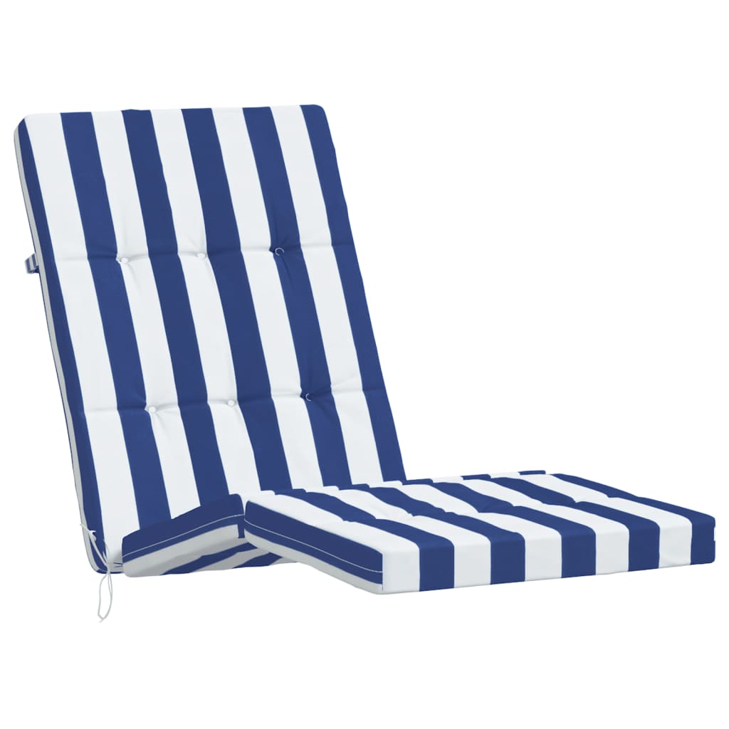 vidaXL Coussins de chaise longue lot de 2 rayures bleu/blanc