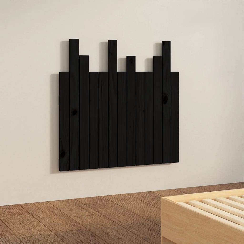 vidaXL Tête de lit murale Noir 82,5x3x80 cm Bois massif de pin