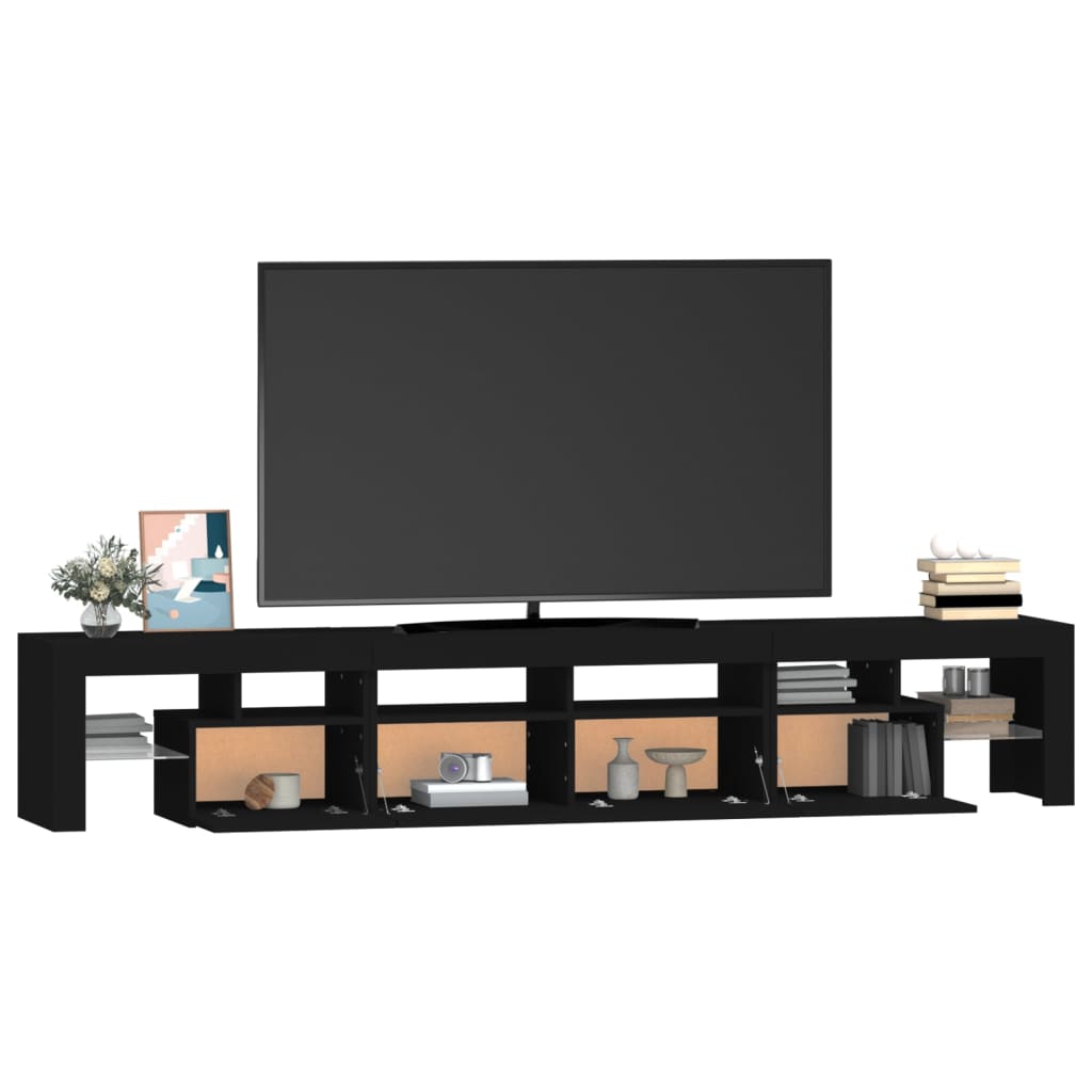 vidaXL Meuble TV avec lumières LED Noir 230x36,5x40 cm