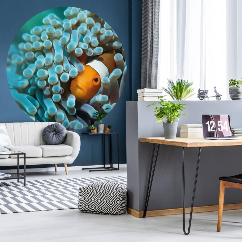 WallArt Papier peint cercle Nemo the Anemonefish 142,5 cm