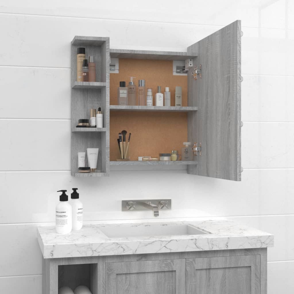 vidaXL Armoire à miroir avec LED Sonoma gris 70x16,5x60 cm