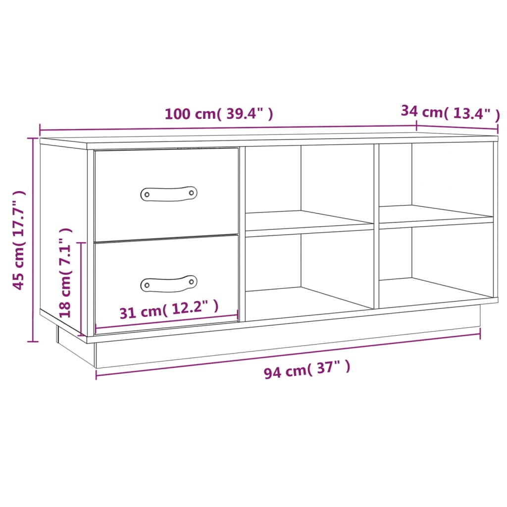 vidaXL Banc à chaussures Gris 100x34x45 cm Bois de pin massif