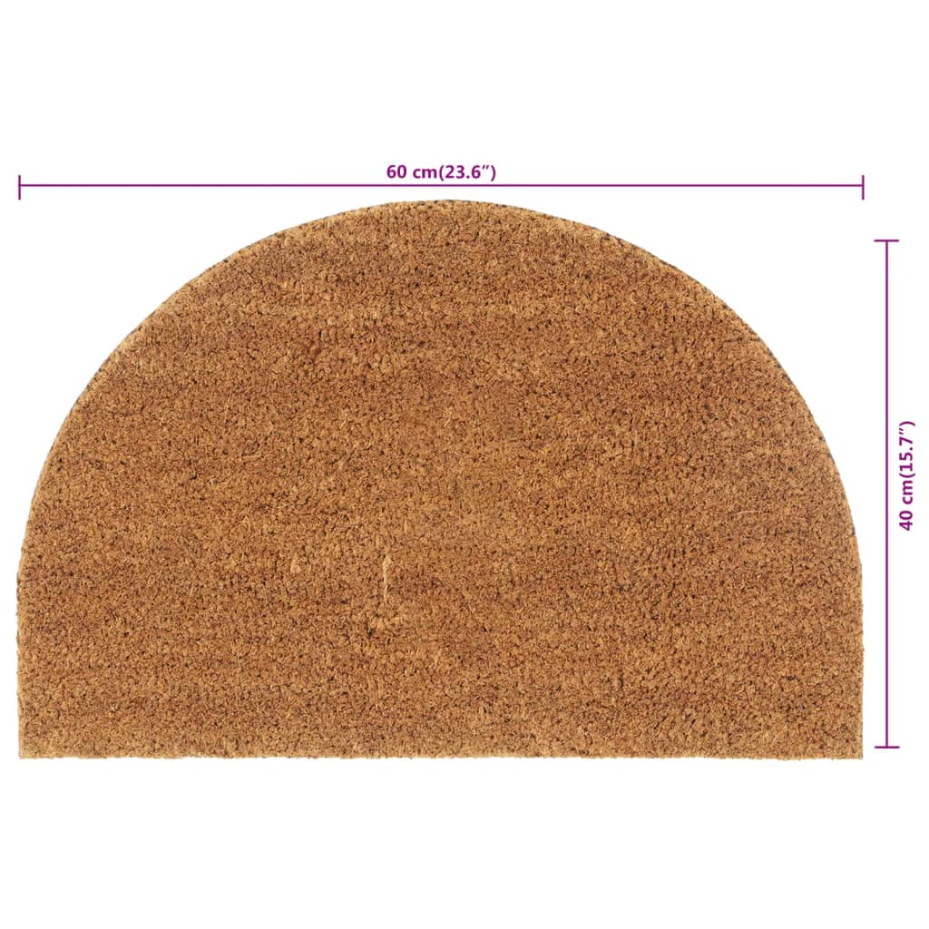 vidaXL Tapis de porte naturel demi-rond 40x60cm fibre de coco touffeté