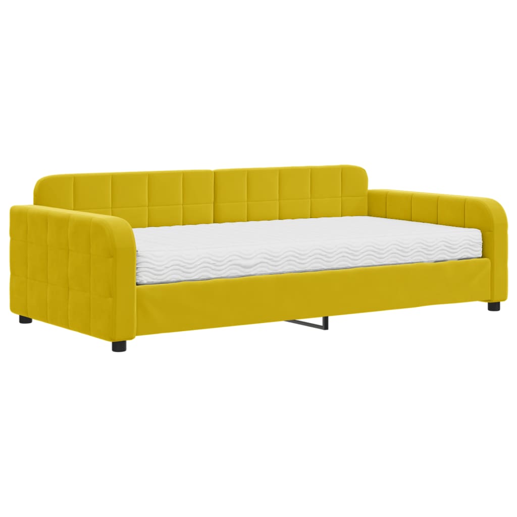 vidaXL Lit de jour avec matelas jaune 100x200 cm velours