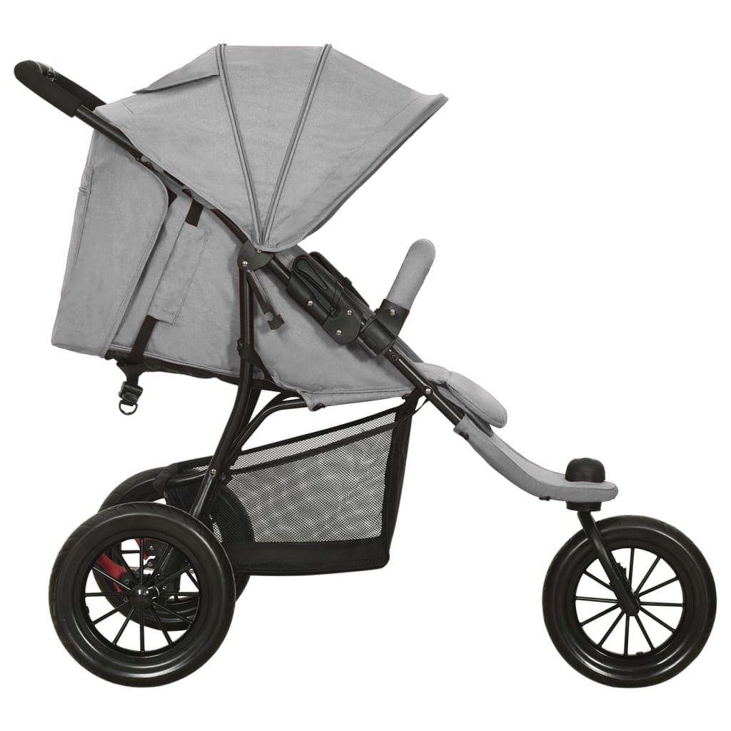 vidaXL Poussette pour bébé Gris clair Acier