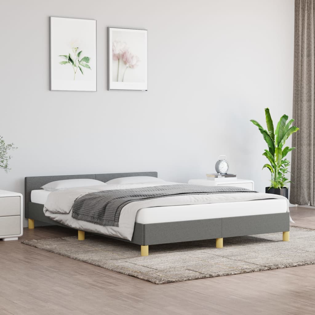 vidaXL Cadre de lit sans matelas gris foncé 140x200 cm tissu