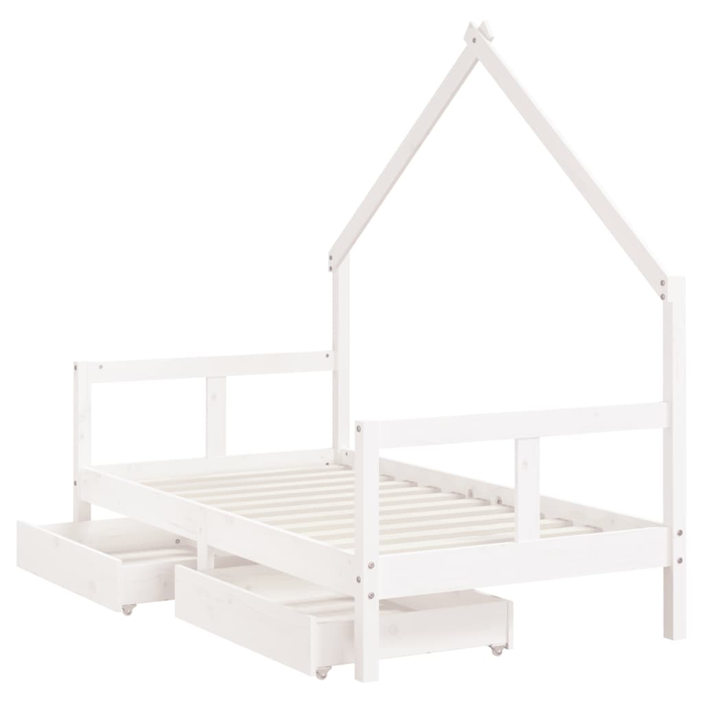 vidaXL Cadre de lit pour enfant tiroirs blanc 80x160cm bois pin massif