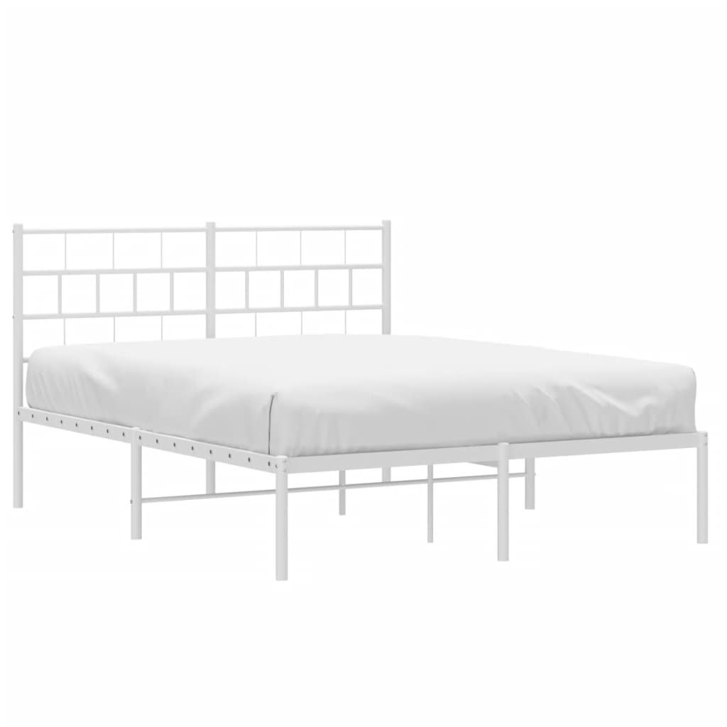 vidaXL Cadre de lit métal sans matelas et tête de lit blanc 160x200 cm