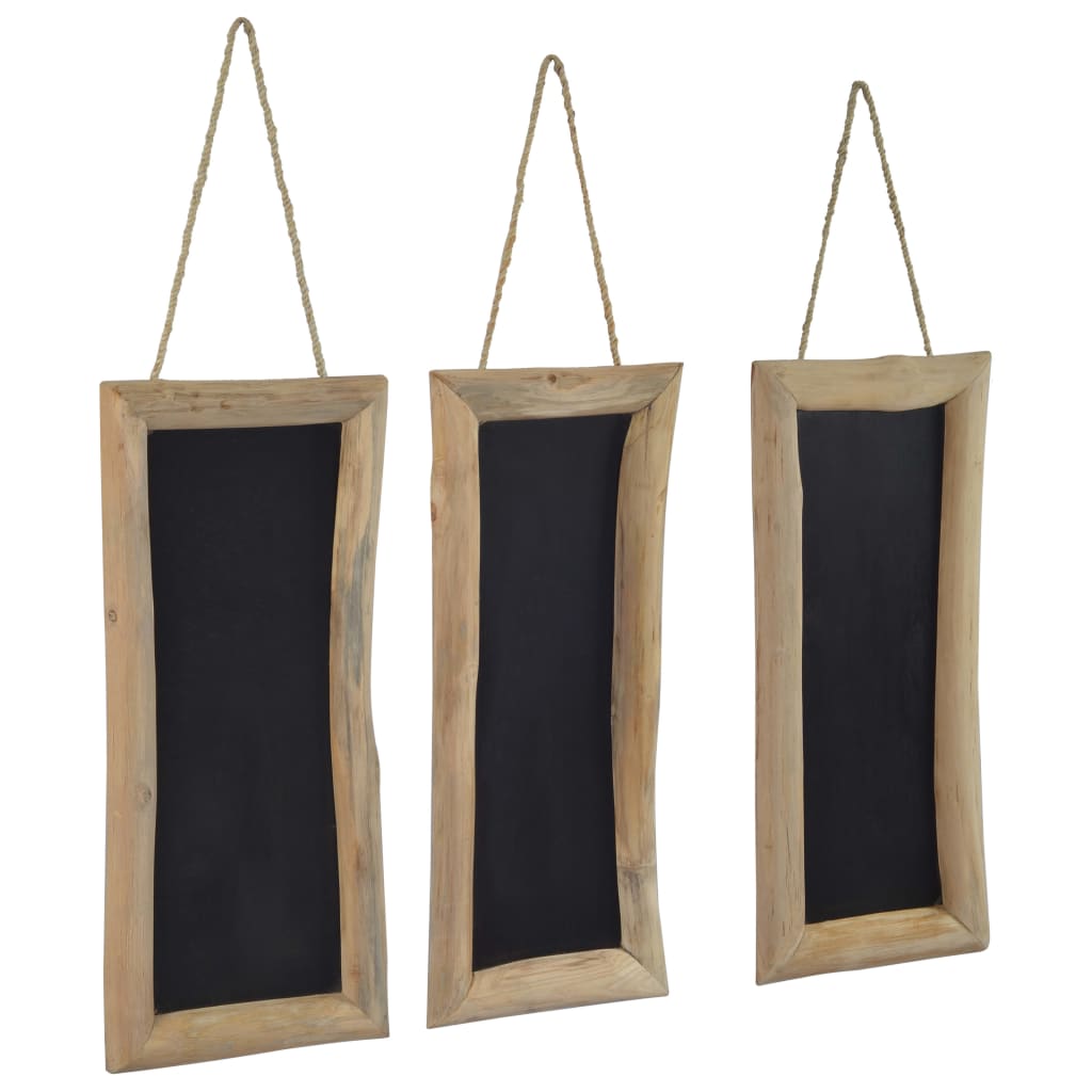 vidaXL Tableau noir 3 pcs 30x70 cm Bois de teck solide