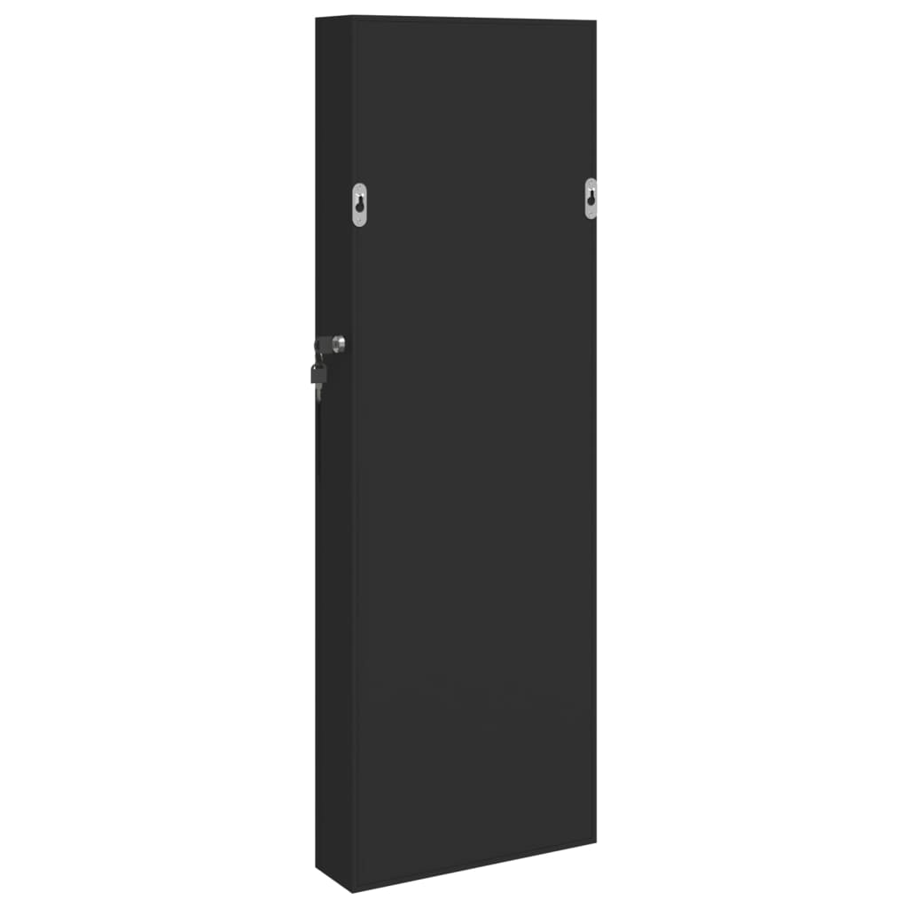 vidaXL Armoire à bijoux avec miroir murale noir 30x8,5x90 cm