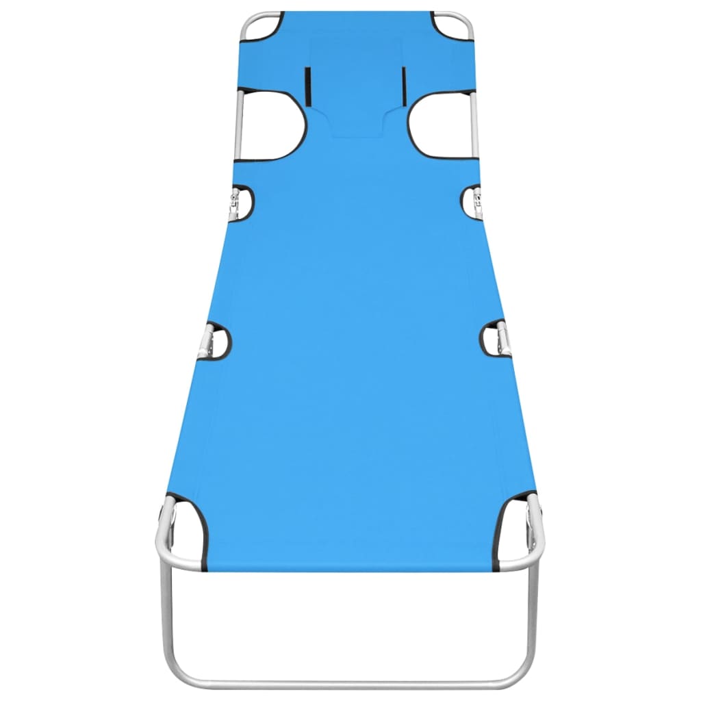 vidaXL Chaise longue pliable avec coussin de tête Acier Bleu turquoise
