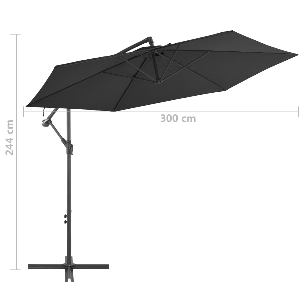 vidaXL Parasol de jardin en porte-à-faux avec mât en aluminium noir