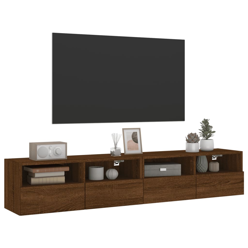 vidaXL Meubles TV muraux 2 pcs chêne marron 80x30x30cm bois ingénierie