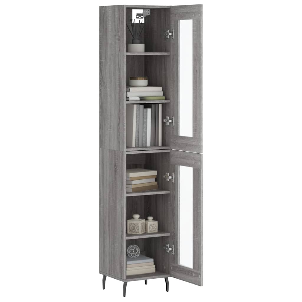 vidaXL Buffet haut Sonoma gris 34,5x34x180 cm Bois d'ingénierie