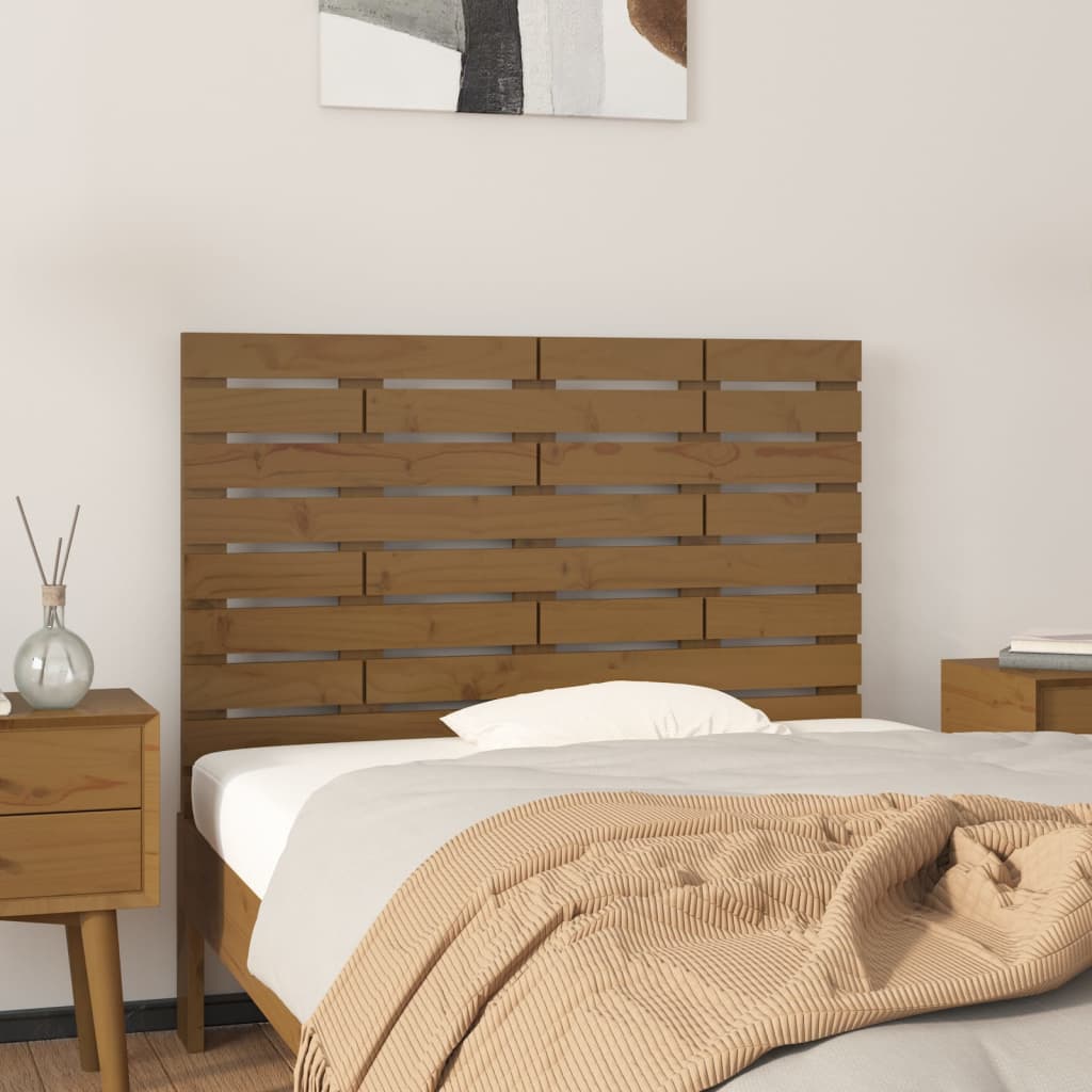 vidaXL Tête de lit murale Marron miel 106x3x63 cm Bois massif de pin