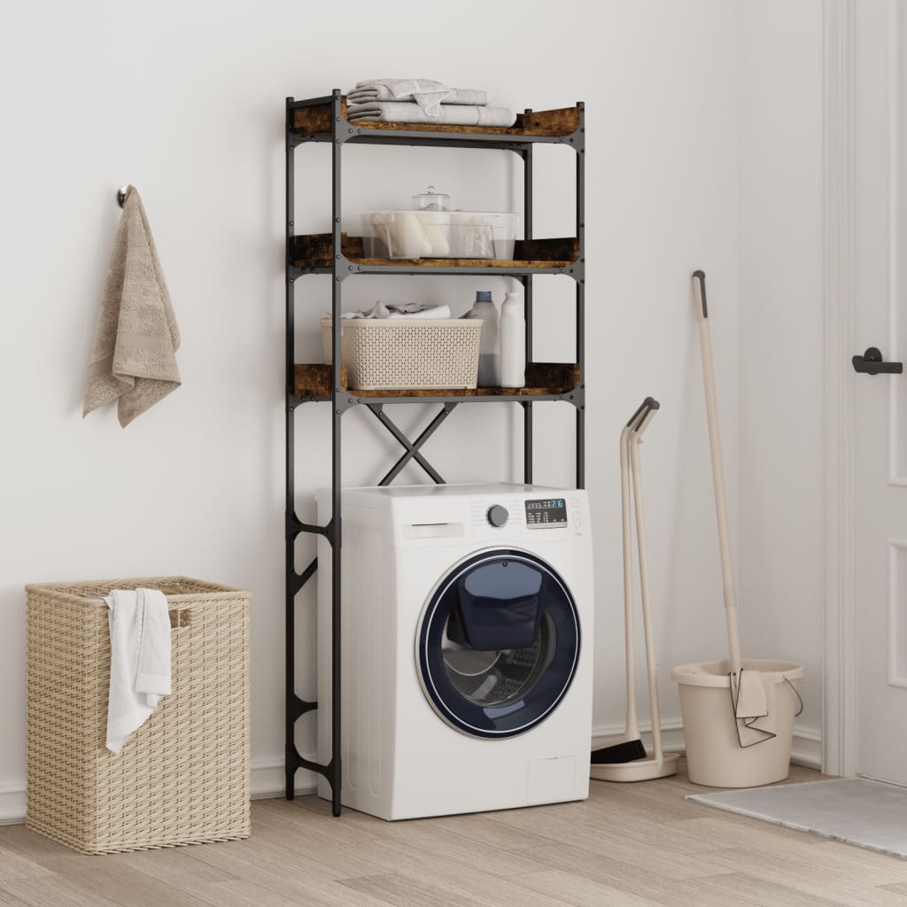 vidaXL Étagère de lave-linge chêne fumé 67x25x163 cm bois d'ingénierie