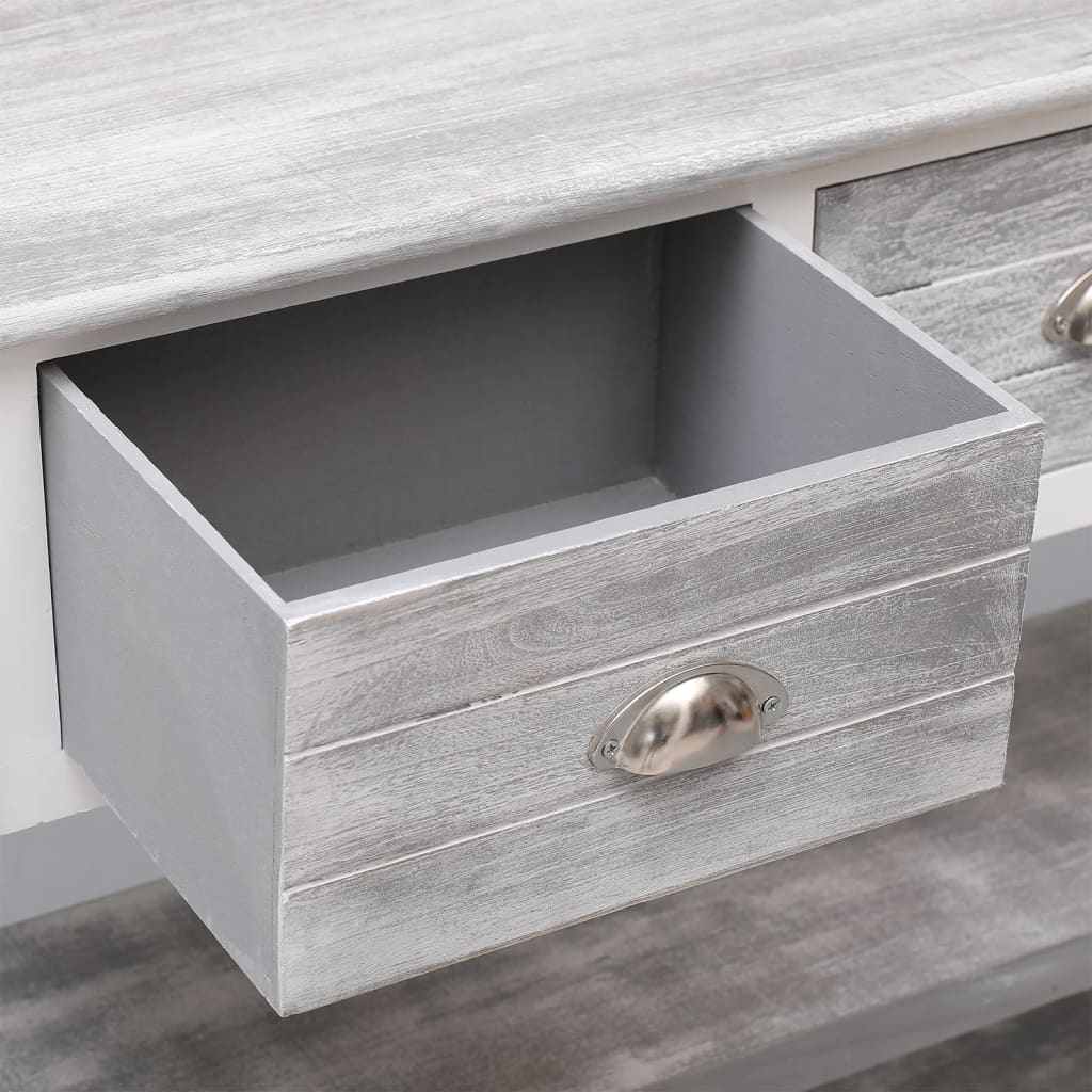 vidaXL Buffet Gris antique 108x30x76 cm Bois de Paulownia massif