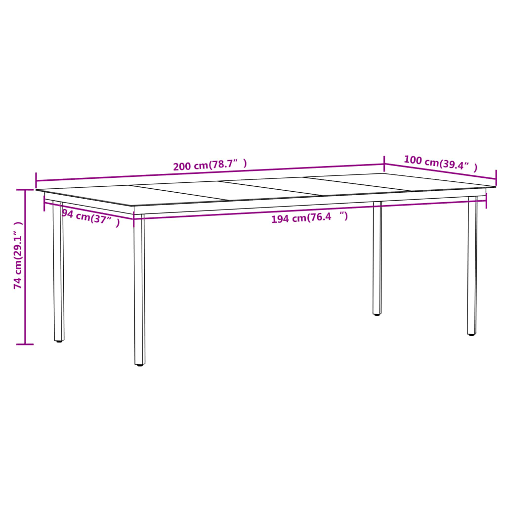 vidaXL Ensemble à manger de jardin 7 pcs Noir