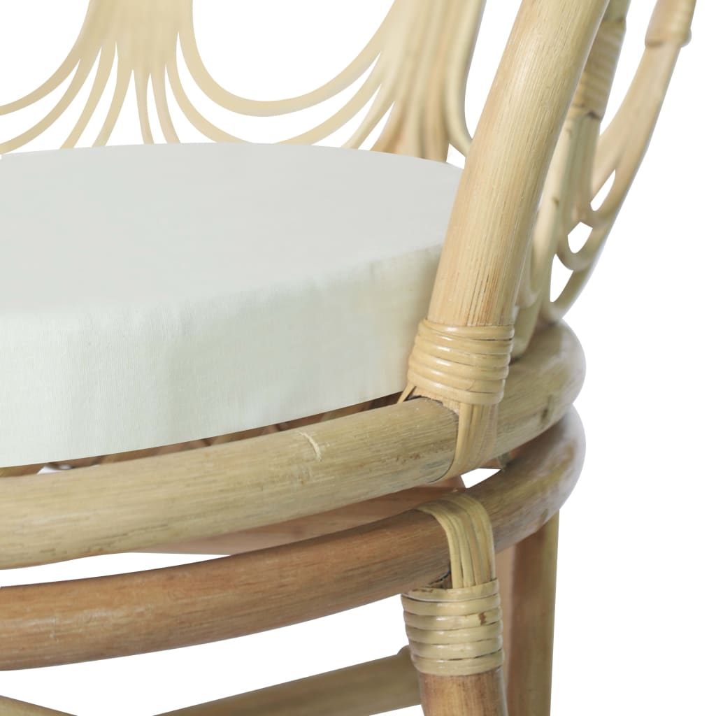 vidaXL Chaise de salle à manger avec coussin Rotin naturel et lin