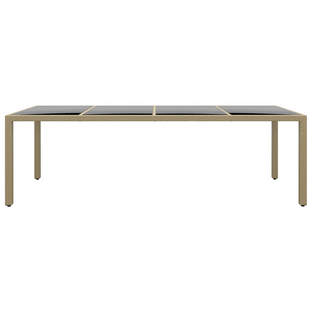 vidaXL Table de jardin avec dessus en verre beige résine tressée