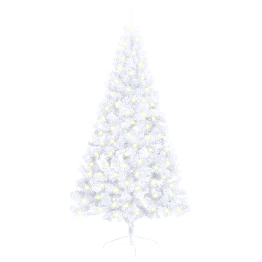 vidaXL Sapin de Noël artificiel pré-éclairé moitié/support blanc 150cm