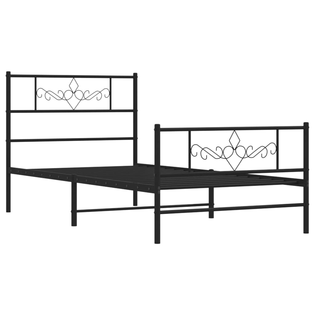 vidaXL Cadre de lit métal avec tête de lit/pied de lit noir 80x200 cm