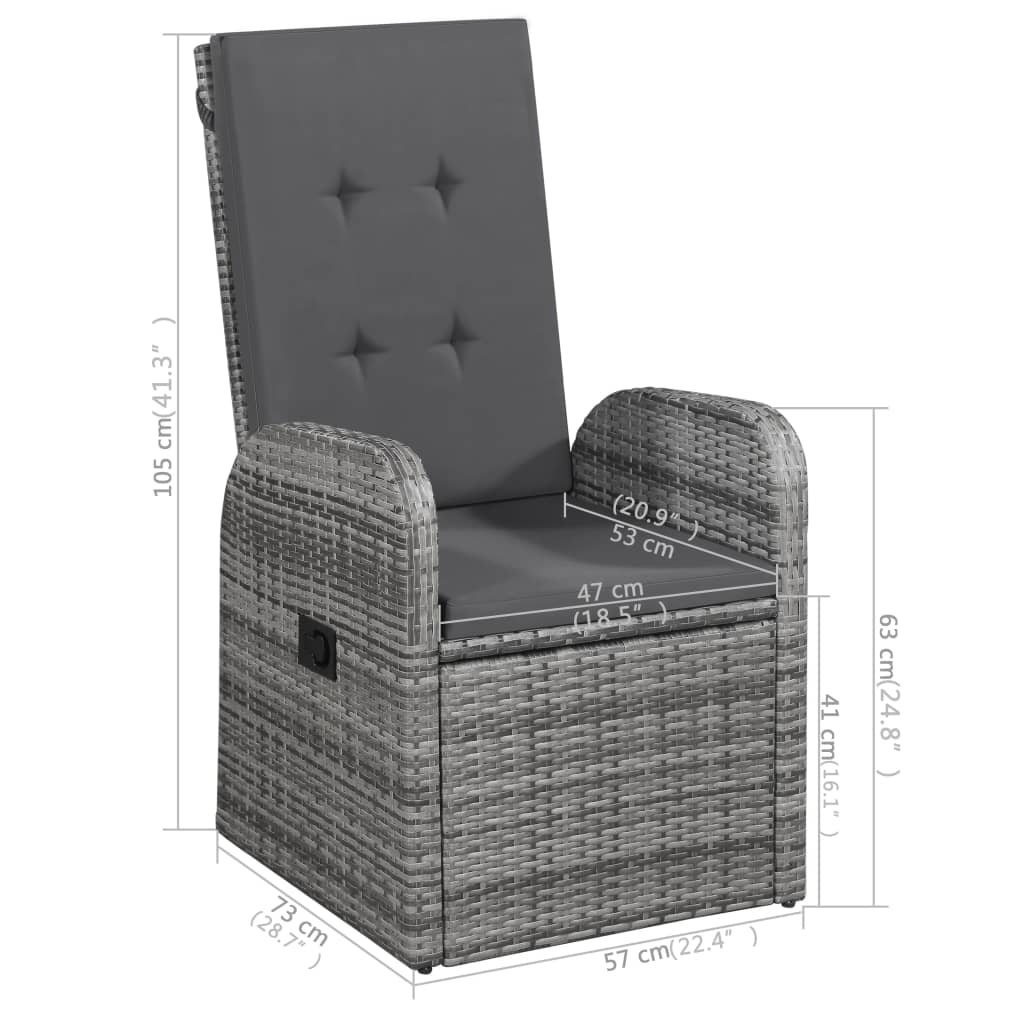 vidaXL Ensemble de salle à manger de jardin 7 pcs Gris