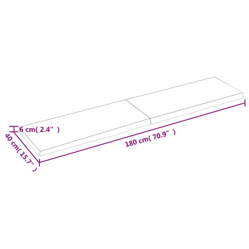 vidaXL Dessus de table 180x40x(2-6) cm bois de chêne massif non traité