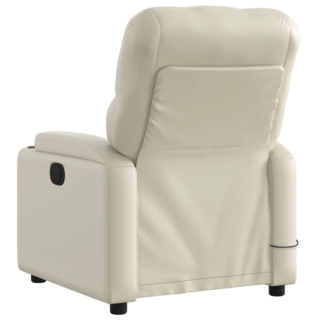 vidaXL Fauteuil de massage inclinable électrique crème similicuir