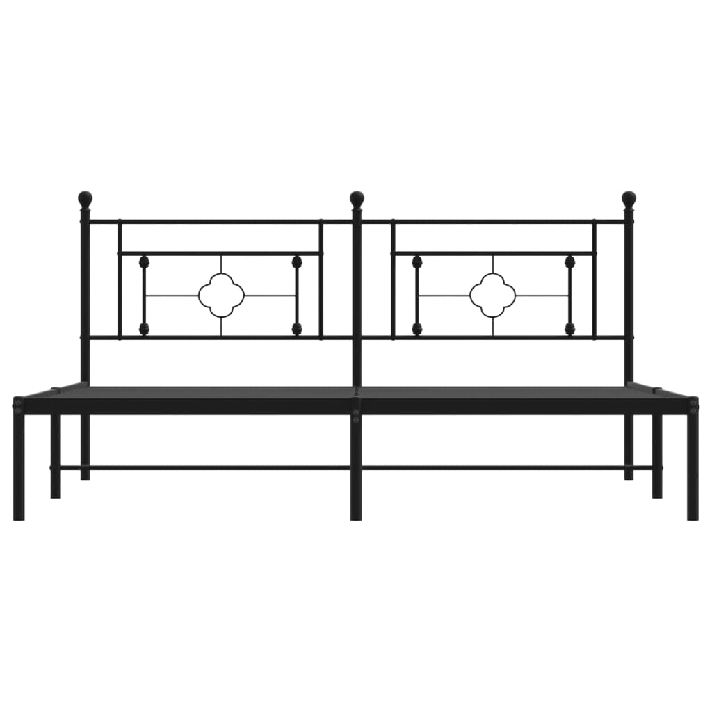 vidaXL Cadre de lit métal sans matelas avec tête de lit noir 183x213cm