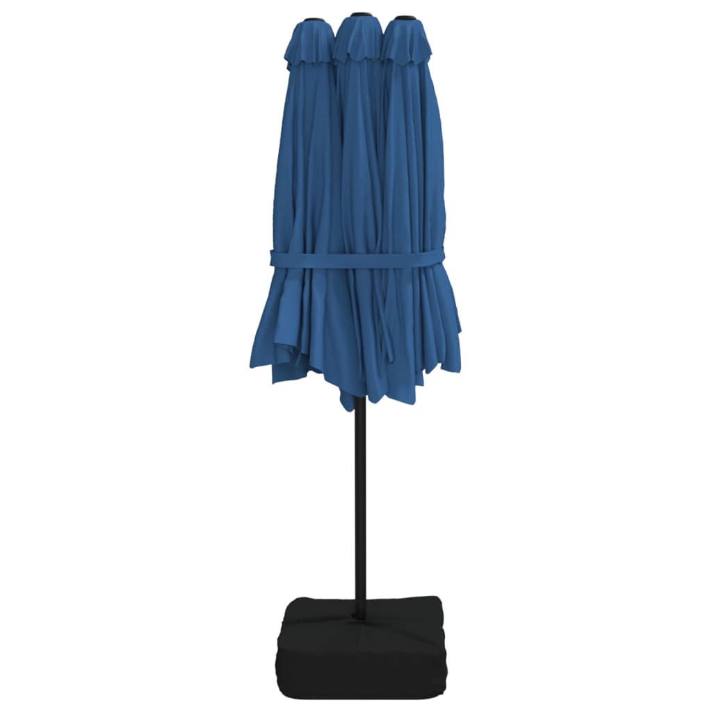 vidaXL Parasol de jardin à double tête avec LED bleu azuré 449x245 cm