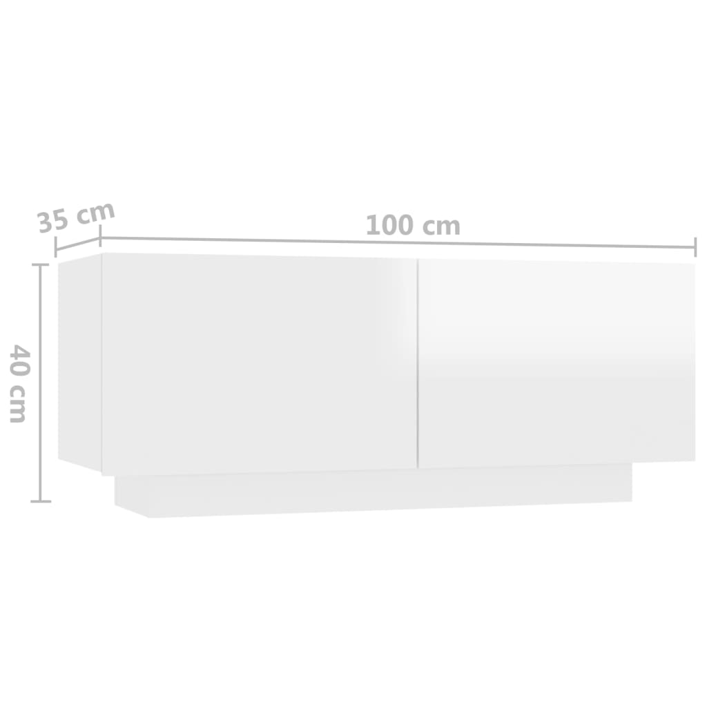 vidaXL Table de chevet Blanc brillant 100x35x40 cm Aggloméré