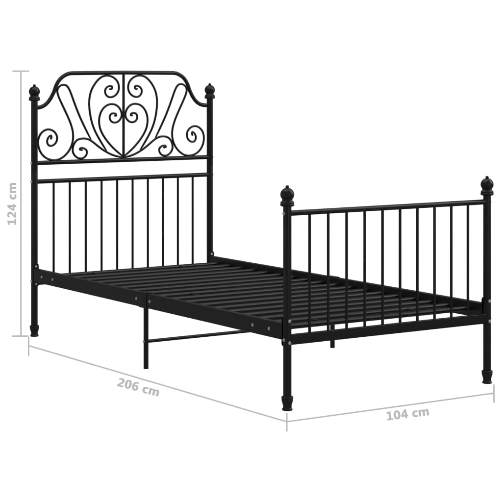 vidaXL Cadre de lit sans matelas noir métal 100x200 cm