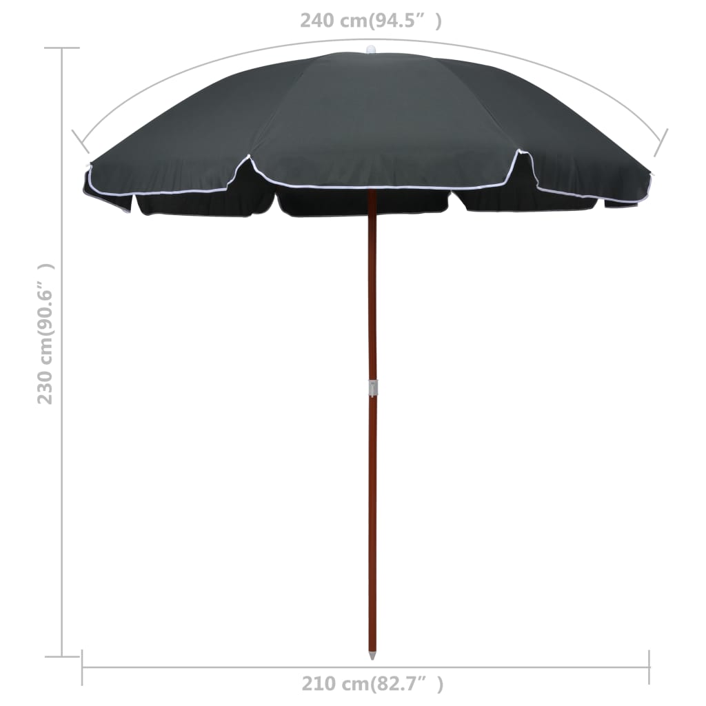 vidaXL Parasol de jardin avec mât en acier 240 cm anthracite