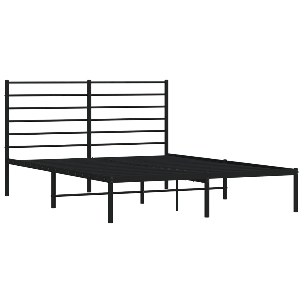 vidaXL Cadre de lit métal sans matelas avec tête de lit noir 135x190cm