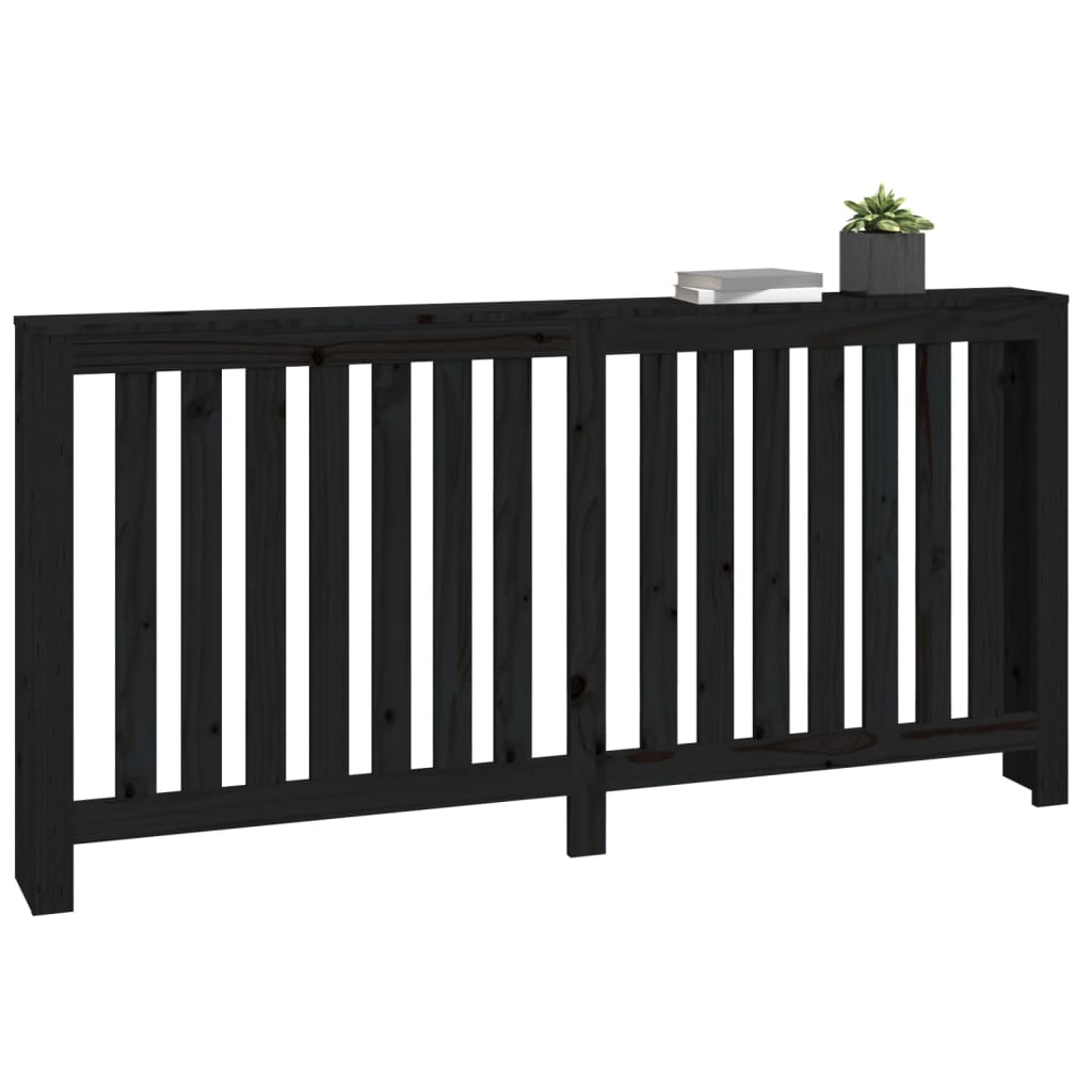 vidaXL Cache-radiateur Noir 169x19x84 cm Bois massif de pin