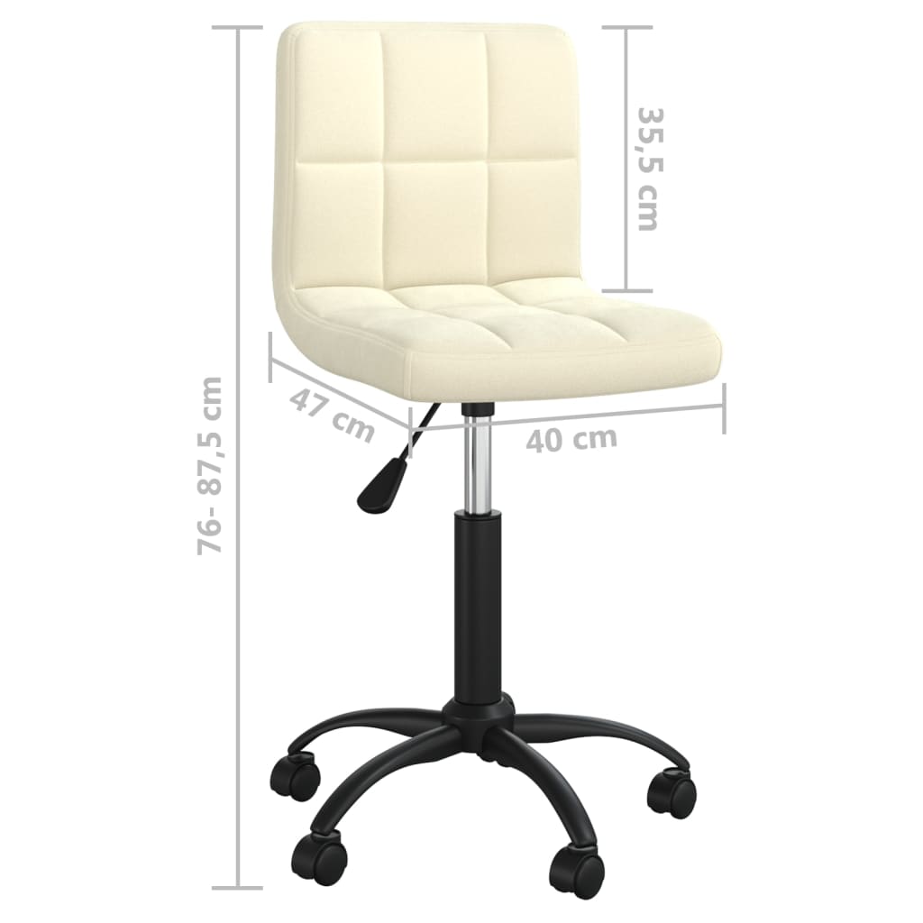 vidaXL Chaise pivotante de bureau Crème Velours