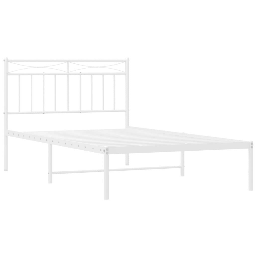 vidaXL Cadre de lit métal sans matelas et tête de lit blanc 107x203 cm