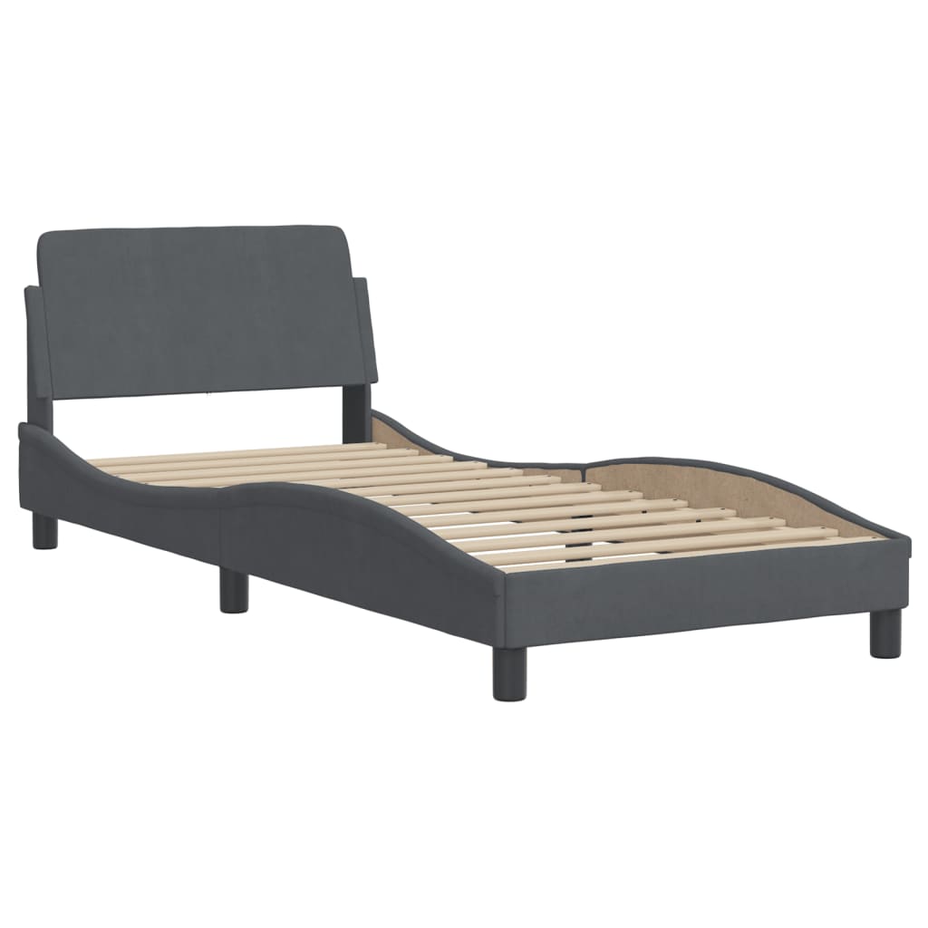 vidaXL Lit avec matelas gris foncé 80x200 cm velours