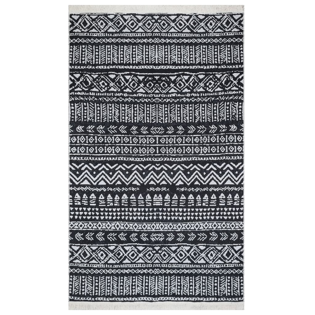 vidaXL Tapis Noir et blanc 160x230 cm Coton
