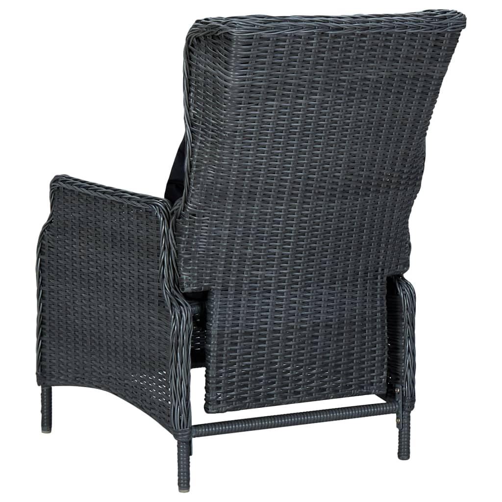 vidaXL Salon de jardin avec coussins 3 pcs résine tressée gris foncé