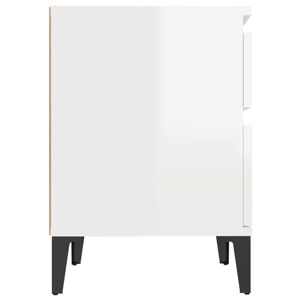 vidaXL Tables de chevet 2 pcs Blanc brillant 40x35x50 cm