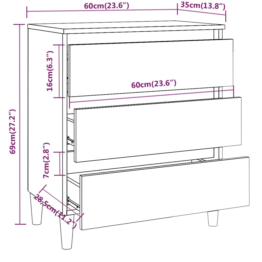 vidaXL Buffet Chêne marron 60x35x69 cm Bois d'ingénierie