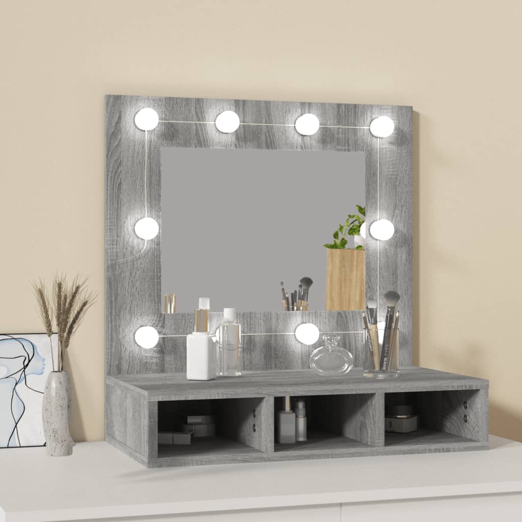 vidaXL Armoire à miroir avec LED Sonoma gris 60x31,5x62 cm