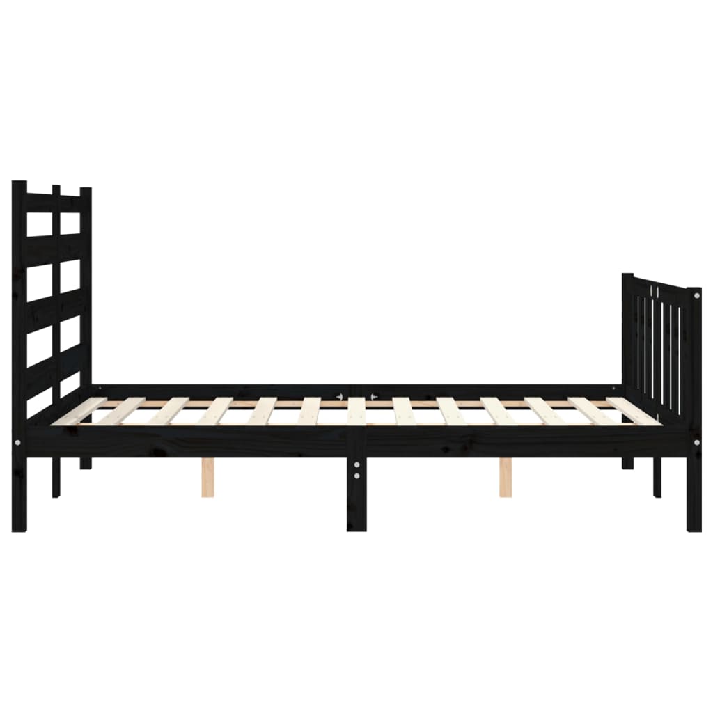 vidaXL Cadre de lit avec tête de lit noir double bois massif